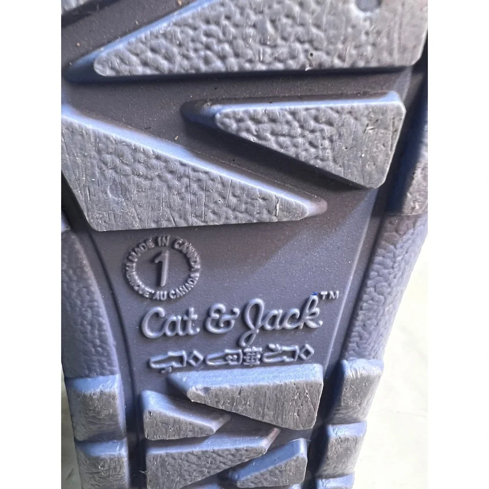 Cat & Jack Kids Navy Blue Waterproof Rubber Rain Boots Size 1 Matte Finish